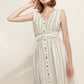 Women's Sleeveless Button Down Stripe Dress in Sage