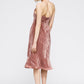 Women's Velvet Spaghetti Strap Ruffle Hem Midi Dress In Rogue