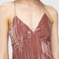 Women's Velvet Spaghetti Strap Ruffle Hem Midi Dress In Rogue