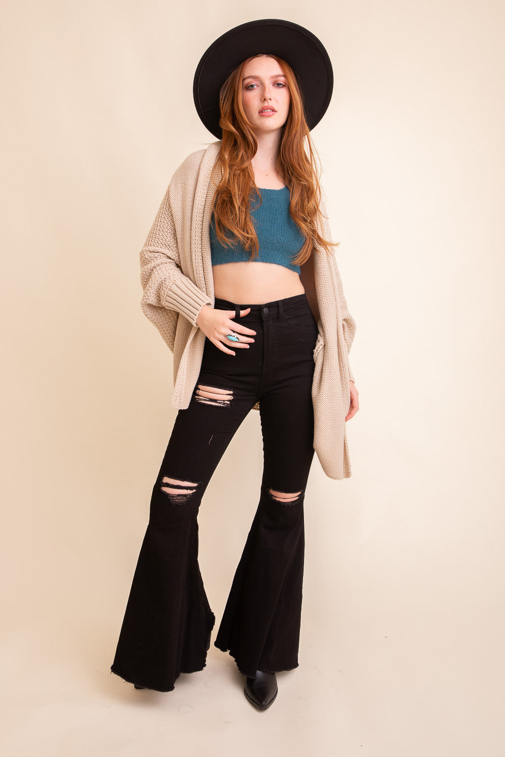 Cuddly Bat Sleeve Knit Cardigan Top