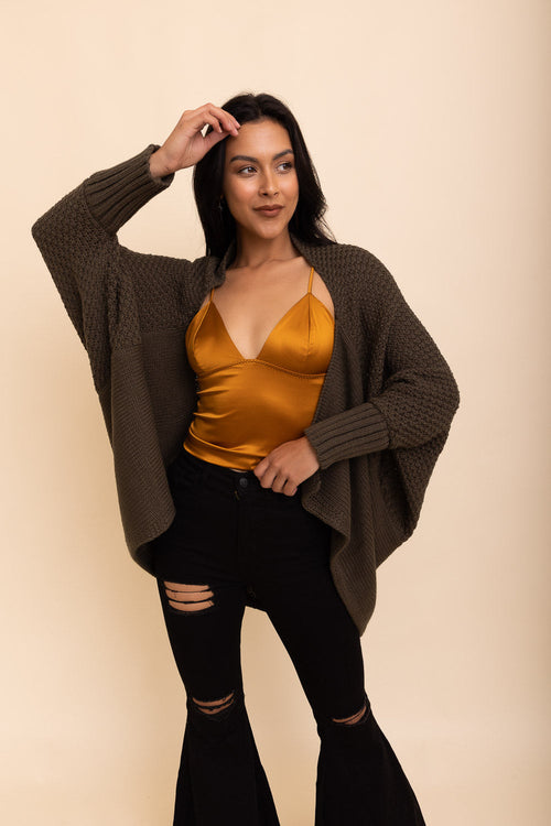Cuddly Bat Sleeve Knit Cardigan Top