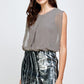 Sequin Skirt with Sleeveless Blouson Dress – Glamorous Party Look