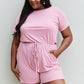 Zenana Chilled Out Full Size Short Sleeve Romper in Light Carnation