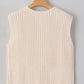 White Solid Textured Knit Side Pockets Buttoned Sweater Vest top