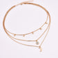 Moon Star Bead Three Layer Necklace
