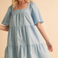 Aemi + Co Square Neck Half Sleeve Tiered Dress