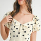 MABLE Polka Dot Puff Sleeve Midi Dress