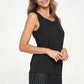 Sleeveless Shift Dress with Faux Leather Trim
