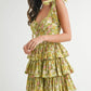 MABLE Floral Print Shoulder Tie Layered Mini Dress
