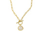 Graduation Round Natural Crystal OT Hollow Chain 925 Sterling Silver Necklace