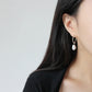 S925 pure silver INS simple temperament geometric Baroque freshwater pearl women's earrings
