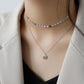 Geometry Wafer Double Layer 925 Sterling Silver Necklace