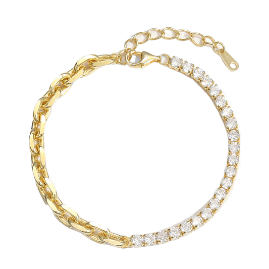 Simple Hollow Chain  CZ Montage 925 Sterling Silver Bracelet