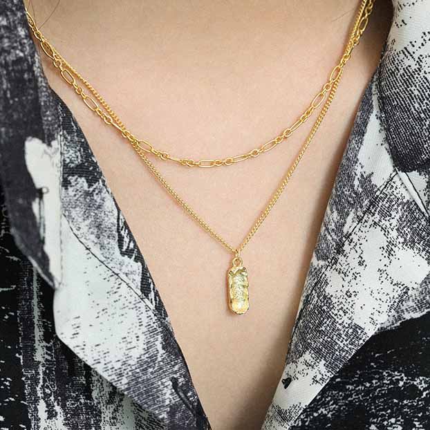 Gift Irregular Peanut 925 Sterling Silver Necklace