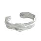 Irregular Folds 925 Sterling Silver Open Bangle