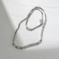 niche design minimalist and versatile heavy industry rectangular tube texture S925 pure silver necklace collarbone chain for women