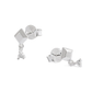 Friend's Geometry White Heart CZ 925 Sterling Silver Stud Earrings