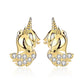 Cute Animal CZ Unicorn 925 Sterling Silver Stud Earrings