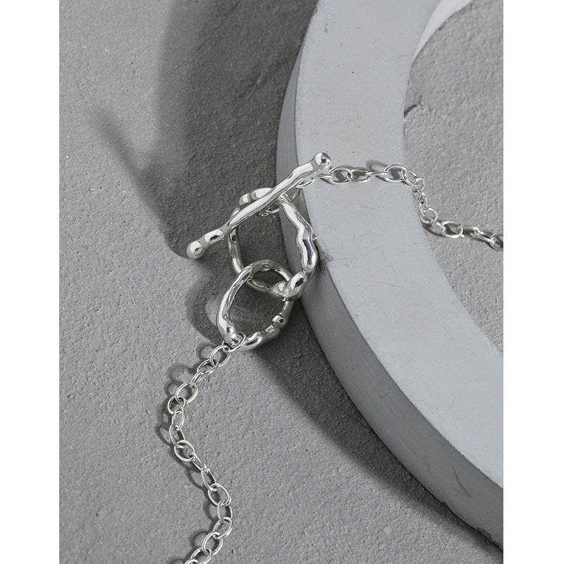 Simple OT Hollow Chain 925 Sterling Silver Choker Necklace
