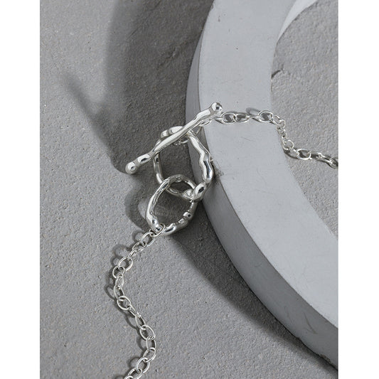 Simple OT Hollow Chain 925 Sterling Silver Choker Necklace