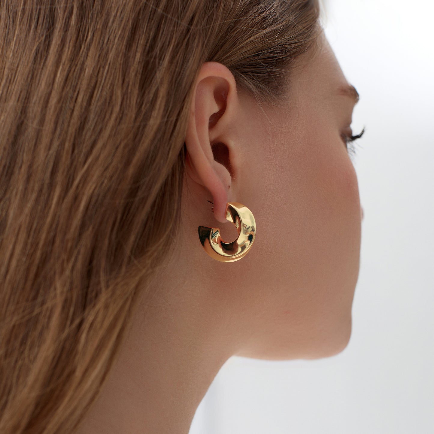 Exaggerated Hollow Chunky Statement Jewelry Electroforming Classic Twisted C Shape 999 Sterling Silver Hoop Earrings