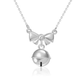 Girl CZ Bowknot Bell 925 Sterling Silver Necklace