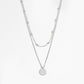 Choker Double Beads Chain Tag Coin 925 Sterling Silver Necklace