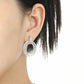 Party Geometry Frosted Hollow CZ Circle 925 Sterling Silver Dangling Earrings