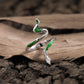 Fashion Animail Green Epoxy Snake 925 Sterling Silver Adjustable Ring