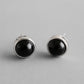Simple Round Natural Agate 925 Sterling Silver Stud Earrings