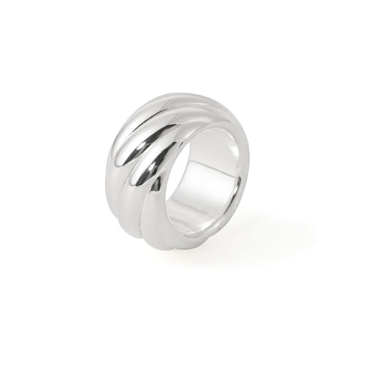Bold Chunky Electroforming Light Exaggerated Jewelry Extra Large Simple Twill Pattern 999 Sterling Silver Wide Ring
