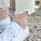 silver jewelry temperament, simple and versatile, with double layered bead chain S925 pure silver ankle chain decoration