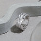Fashion Triple Lines Wide 925 Sterling Silver Adjustable Ring
