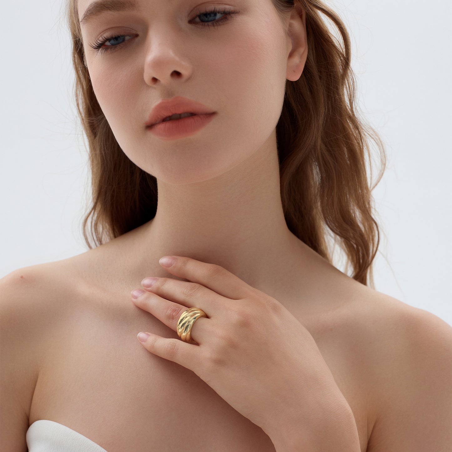 Bold Chunky Electroforming Light Exaggerated Jewelry Extra Large Simple Twill Pattern 999 Sterling Silver Wide Ring