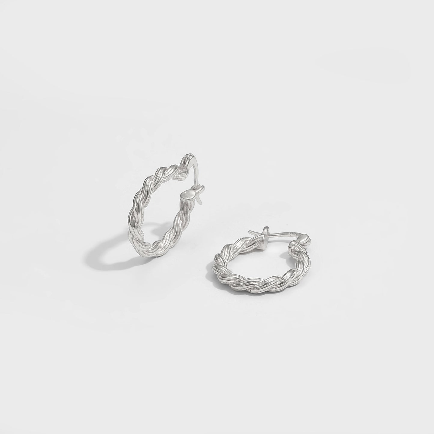 Simple Twisted 925 Sterling Silver Hoop Earrings