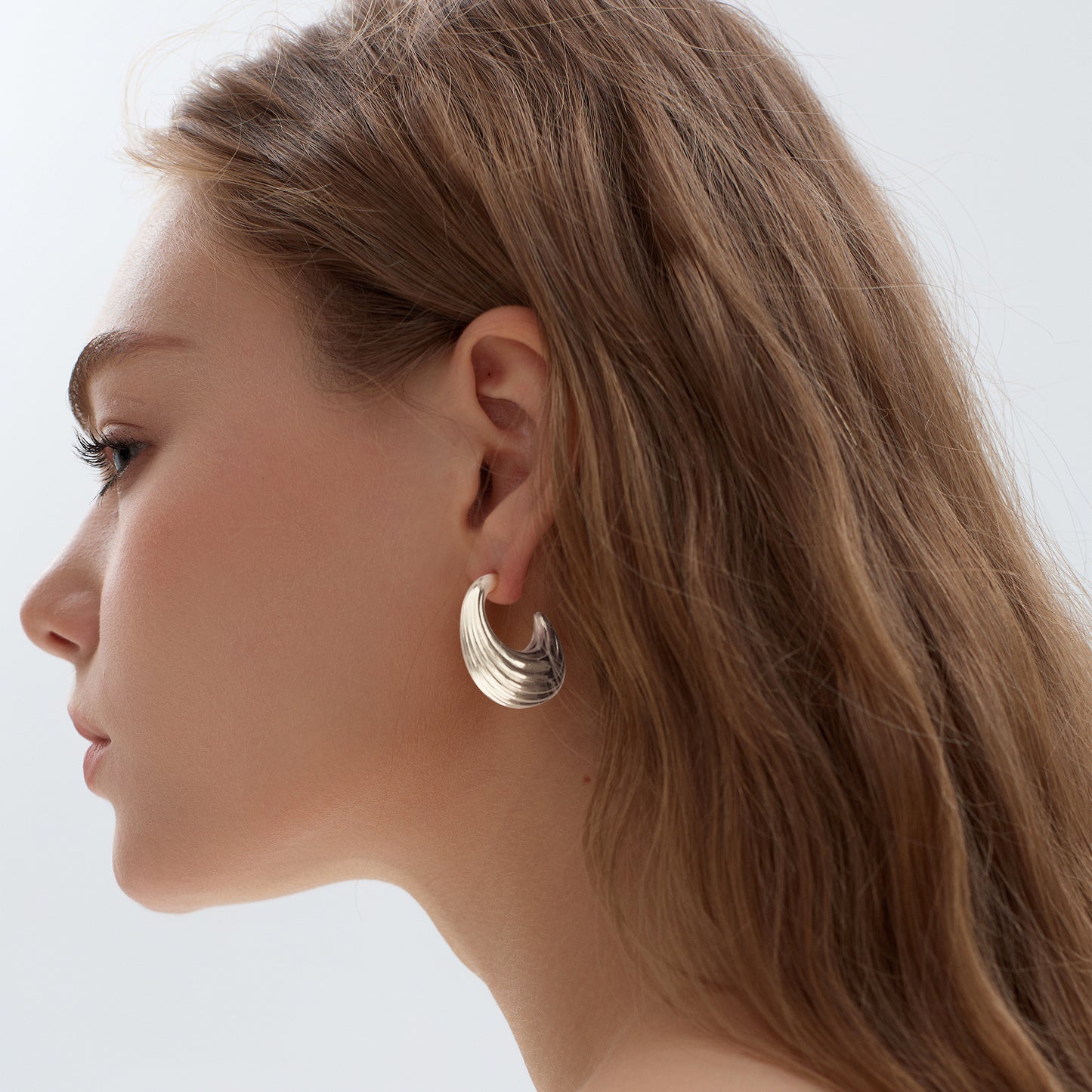 Fashion Jewelry Chunky Electroforming Irregular Pattern 999 Sterling Silver Large Statement Hoop Earrings