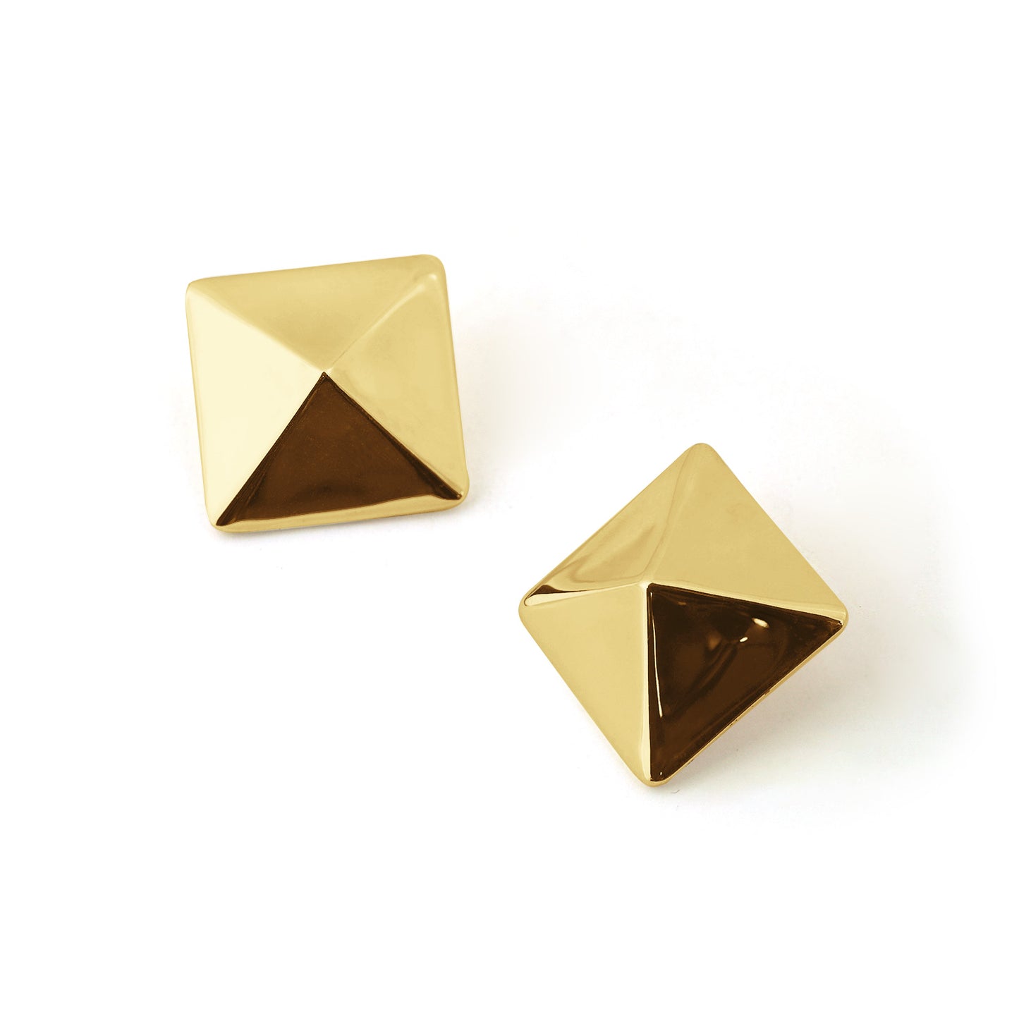 Fine Jewelry Electroforming Women Hypoallergenic S999 Sterling Silver Geometric Gold Silver Tone Origami Pyramid Earrings