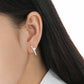 Fashion Round Shell Pearls CZ Strips 925 Sterling Silver Stud Earrings