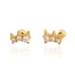 Office Round CZ Crown 925 Sterling Silver Screw Stud Earrings