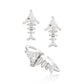 Fashion Irregular CZ Fishbone 925 Sterling Silver Adjustable Ring Stud Earrings