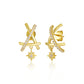 Graduation CZ Sun Drops Irregular Hollow Irregular Triangle 925 Sterling Silver Dangling Earrings