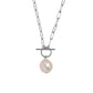Office Irregular Natural Pearl Hollow Chain 925 Sterling Silver Necklace