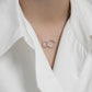 Irregular double circular ring texture S925 sterling silver necklace for women