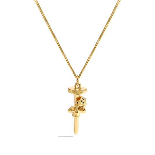 Modern Skull Head Nail 925 Sterling Silver Necklace