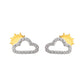 Summer CZ Hollow Cloud Sun 925 Sterling Silver Stud Earrings