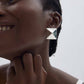 Fine Jewelry Electroforming Women Hypoallergenic S999 Sterling Silver Geometric Gold Silver Tone Origami Pyramid Earrings