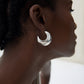 Fine Jewelry Women Crescent Moon Classic Minimalist Chunky S999 Steling Silver Electroforming Gold Plated Statement Earrings