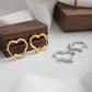 Office Lady Hollow Heart 925 Sterling Silver Hoop Earrings