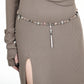 Statement Metal Jewelry Edgy 925 Pure Silver Fashion Skull Head Irregular Stone Tassels Waist Chain Metal