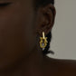 Stylish 999 Pure Silver Masculine Exclusive Geometry Electroforming Hollow Chunky Large Stud Earrings
